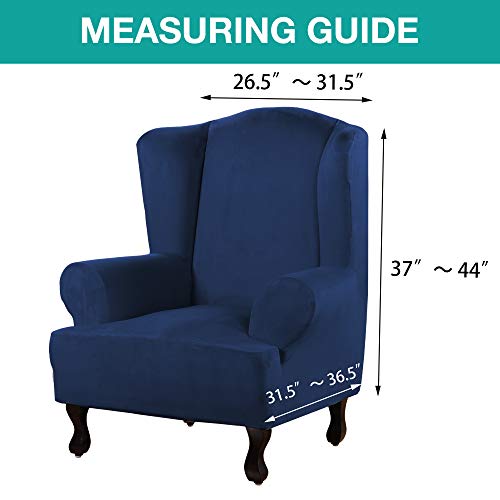 Turquoize Stretch Wing Chair Slipcover Wingback Armchair Chair Slipcovers Sofa Covers 1-Piece Spandex Fabric Wing Back Wingback Armchair Chair Slipcovers(Wing Chair, Navy)
