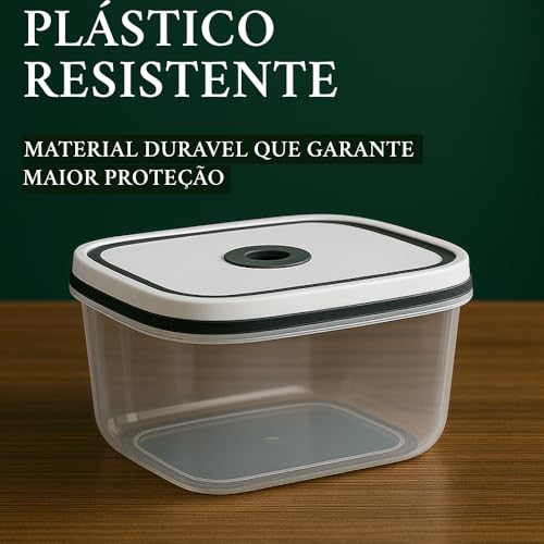 Kit 5 Potes Herméticos para Geladeira com Tampa Plástica Transparente - Armazena Alimentos, Antivazamento, Ideal para Freezer/Microondas, Livre de BPA