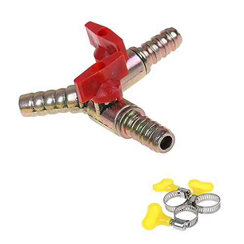 Y Shape Ball Valve 3 Way Shut Off Ball Valve 3/8"-10 mm Y 3-Way Shut Off Ball Valve Fitting Hardware Accessories Including 3 x Valve Clamp