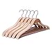 JS HANGER Suit Hangers Coat Hanger Wide Shoulder Heavy Duty Solid Wooden Hanger Natural Finish, 5-Pack
