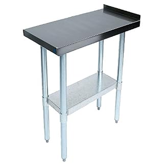John Boos EFT8-3018 Stainless Steel 430 Riser Top Filler Table, 1.5″ Turn Up with Adjustable Undershelf, 18″ Length x 30″ Width
