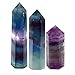CrystalTears Fluorite Healing Crystal Wands Set Faceted Prism Gemstone Point Wand Carved Reiki Healing Stone with Box Gift for Christmas