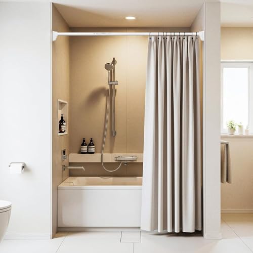 Dsocool Tension Curtain Rods No Drilling, Extra Long Tension Rod 100-220cm, Heavy Duty Shower Curtain Rod for Outdoor Patio Bathroom Windows Room Divider, Adjustable, Anti-Slip, No Rust