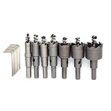 Gazeto 7pcs 14-35mm Tungsten Carbide Steel Tooth Hole Saw Cutter Tool Drill Bit Set for Stainless Steel, Mild Steel, Iron, Copper And Brass
