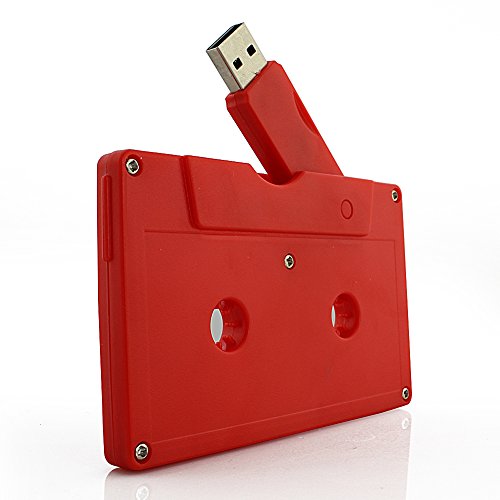 Usbkingdom 8GB USB 2.0 Flash Drive Cassette Tape Shape Thumb Drive Memory Stick Pendrive (Red)