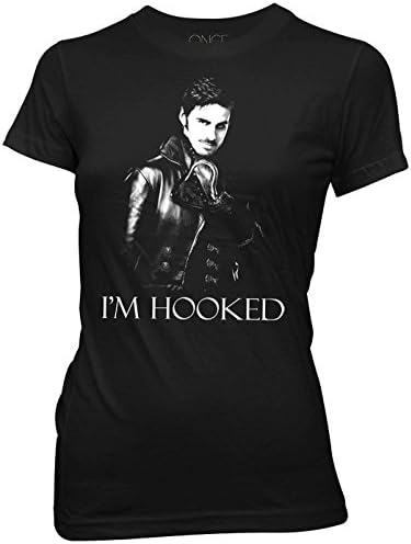 Yustery Once Upon A Time I'm Hooked Captain Hook Juniors T-shirt, 0Black, Medium