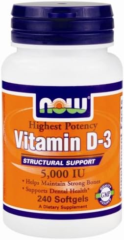 NOW Highest Potency Vitamin D-3 5000 Iu 240 Softgels (1)