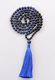 OKIKO Gemstone 108 Mala Beads Necklace Chakra Boho Statement Long Chain Tassel Meditation Yoga Jewerly Handmade