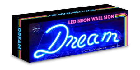 Isaac Jacobs 17" inch LED Neon Blue “Dream” Wall Sign for Cool Light, Wall Art, Bedroom Decorations, Home Accessories, Party, and Holiday Decor: Powered by USB Wire