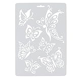 ZTY66 Plastic Flowe and Butterfly Stencils Templates Set for DIY Painting and Crafts, Set of 3 (A)