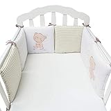 Hengfey Cotton Breathable Baby Crib Bumpers Beige 6 PCS