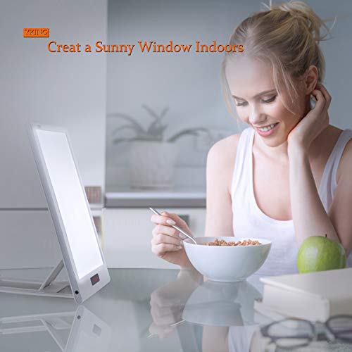 Light Therapy Lamp,12000 Lux LED Happy Sun Light with Timer and Simulates Sunlight UV-Free,Sunset and Sunrise Settings,1-40 Level Adjustable Brightness, for Home/Office/Winter