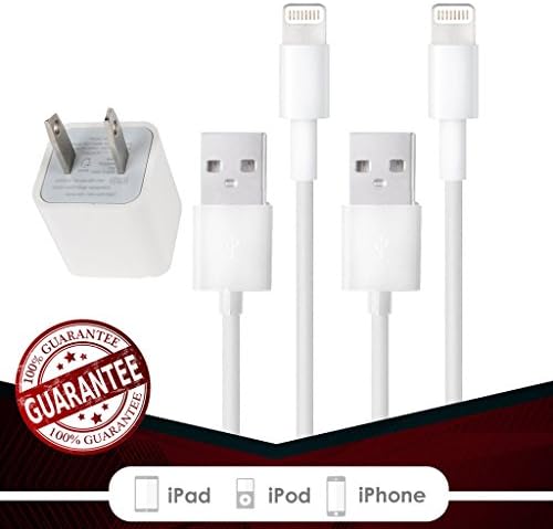 Fierce Cables 3PACK (2 6FT 8 pin + Wall) USB Lightning Cables Charger Cord iPhone 6s Plus 6 Plus 6s 6 5s 5 iPad Air 2 iPad Mini [iOS 9 Compatible]