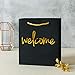 Crisky Welcome Black Gold Gift Bags for Wedding Hotel Guests, Birthday, Baby Shower, Party Favors, Set of 25