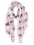 GERINLY Animal Print Scarves: Cute Pandas Pattern Women Wrap Scarf (Light Pink)