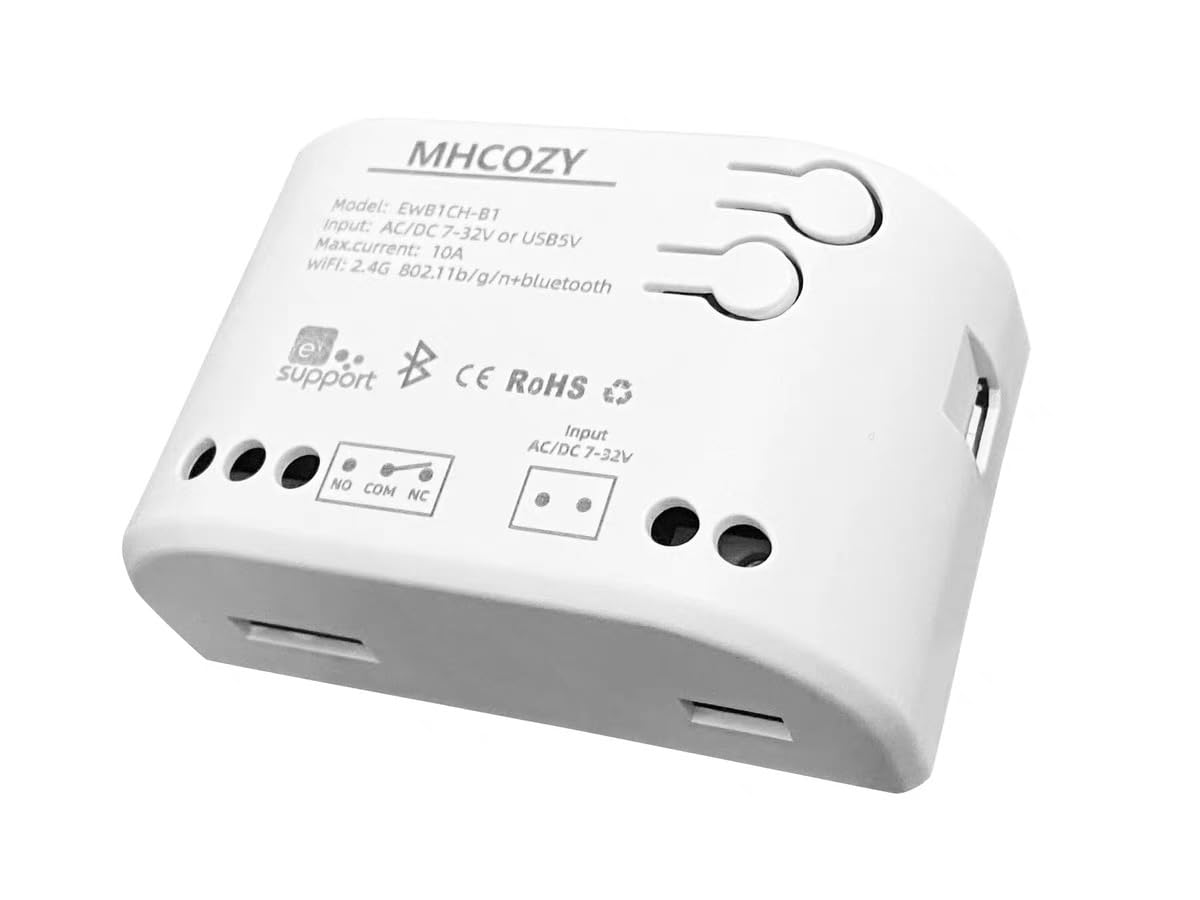 1 Channel eWelink app WiFi Bluetooth Remote Inching Relay Self-Lock Switch Module,DIY WiFi Garage Door Controller,Works with Alexa