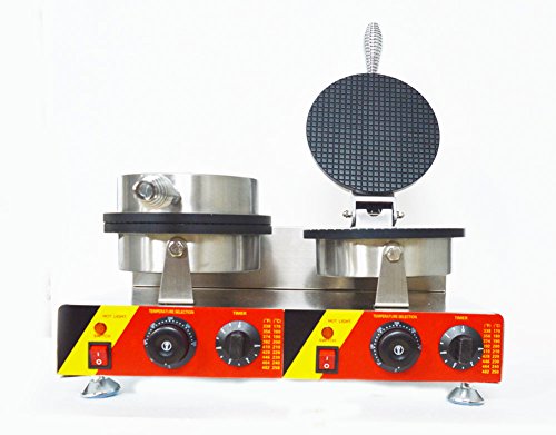 Commercial Electric Ice Cream Cone Machine Electric Waffle Maker Dual Baker 110V - Thumbnail 4