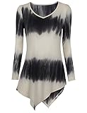 Timeson Womens Tie Dye Handkerchief Hem Long Sleeve Tunic Top