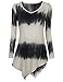 Timeson Womens Tie Dye Handkerchief Hem Long Sleeve Tunic Top