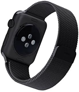 Apple Watch Band, XIYA 42mm Fully Magnetic Closure Clasp Mesh Loop Stainless Steel Bracelet Strap Replacement for iWatch, Sports Edition (Black)