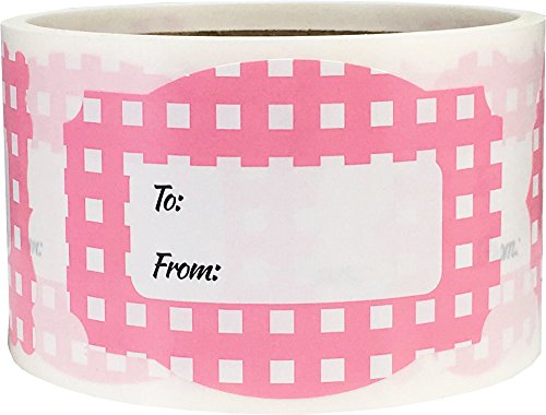 Baby Pink Buffalo Plaid Christmas Gift Tags Holiday Present Stickers 2 x 3 Inch 100 Total Labels