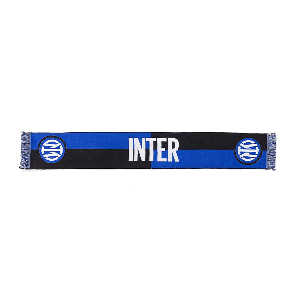 Inter Unisex_Adult Sciarpa Nuovo Logo A Scacchi, Jacquard scarve, Black/Blue, One Size