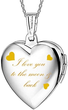 I love you to the moon and back Heart Lockets Necklaces for Women 45cm Chains