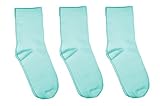 Rambutan Kids Comfort Seam Plain Color Socks (3 Pack) 13-2, Light Blue
