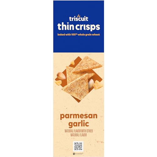 TRISCUIT THIN CRISPS PARMESAN GARLIC WHOLE GRAIN WHEAT CRACKERS, LUNCH SNACKS, SNACK CRACKERS, 7.1 OZ