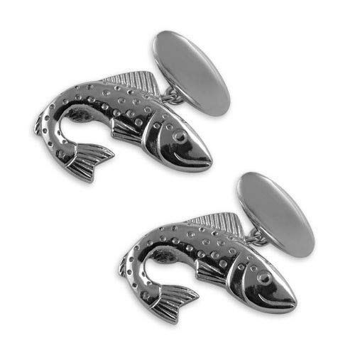 Douglas Pell NEW Sterling Silver Fishing/Leaping Salmon Cufflinks Boxed