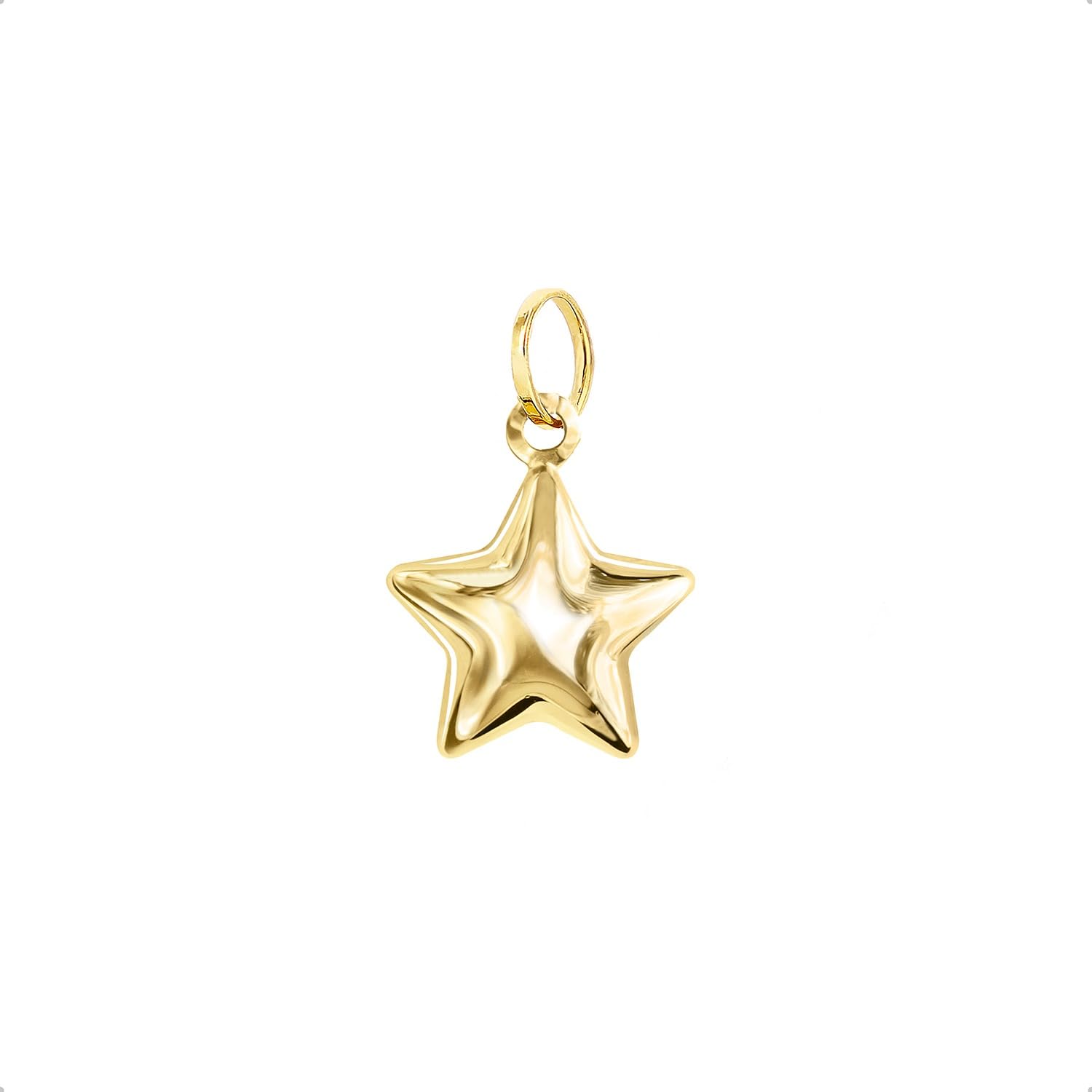Lucchetta - 14ct Yellow Gold Star Pendant, 0.45in - Charms and Pendants Jewellery for Ladies Girls - Made in Italy