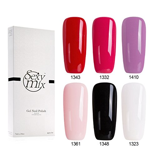 Gel Nail Polish, Soak Off UV LED Nail Lamp Gel Nail Polish Classic Colors 6 Pcs 0.24 OZ by SEXY MIX Gel Nail Polish, Soak Off UV LED Nail Lamp Gel Nail Polish Classic Colors 6 Pcs 0.24 OZ by SEXY MIX