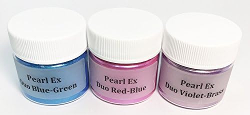 Jacquard Pearl Ex Duo Blue Green Red Blue Violet Brass 3 Color Set Double Size 6 Gram Jar