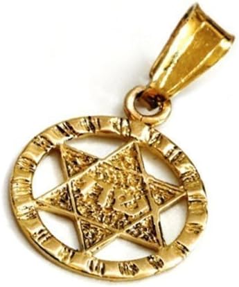 Star of David 14k Gold Round Textured Pendant