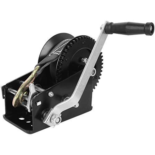 3000lbs Heavy Duty Hand Winch with 26FT Strap and Safety Pawl, 2 Gear