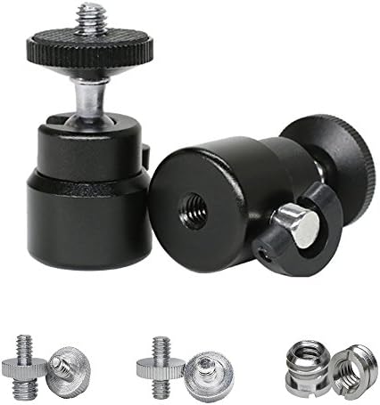 Mini Ball Head Accessory Kit with 1/4” Male to 1/4” Male Screws, 1/4” Male to 3/8”Mele Thread Adapters, 1/4” Female to 3/8” Male Tripod Adapter for Cameras LED Lights On-Camera Monitors