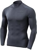 TM-YUT32-DGY_Large Tesla Men's Thermal WinterGear Compression Baselayer Mock Long Sleeve Shirt YUT32