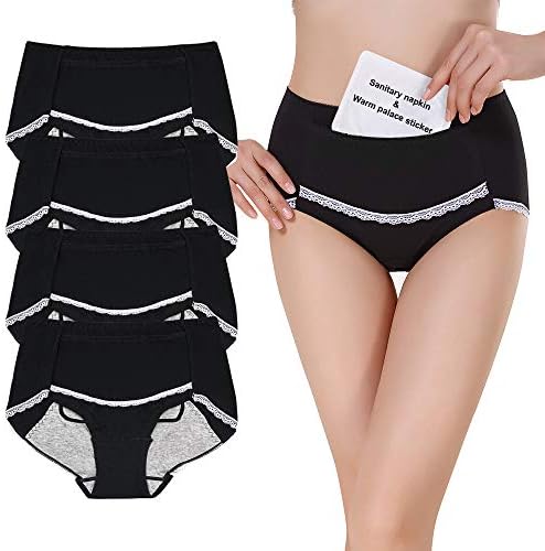 Womens Menstrual Period Panties Leakproof Underwear Easy Clean Pregnancy Briefs 4 Pack