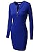Doublju Womens Long Sleeve Ribbed Knit Dress With Zipper Front