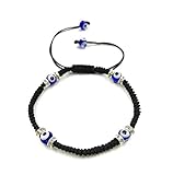 2708B Classic Evil Eye Bracelet Braided Black String Macrame Kabbalah Jewelry for Women