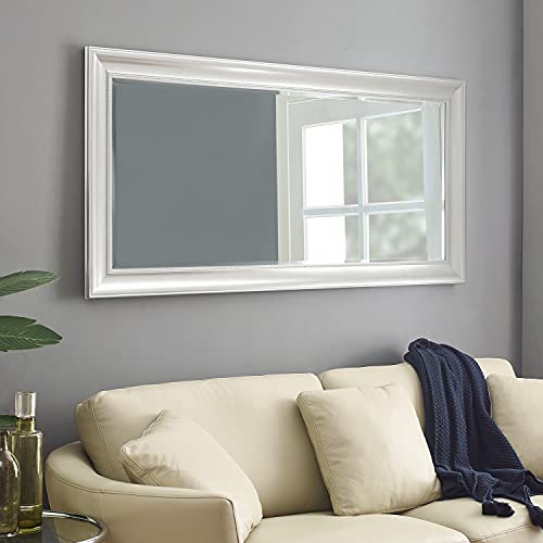 Naomi Home Beaded Framed Leaner Huge Floor Mirror Silver Floor Mirror