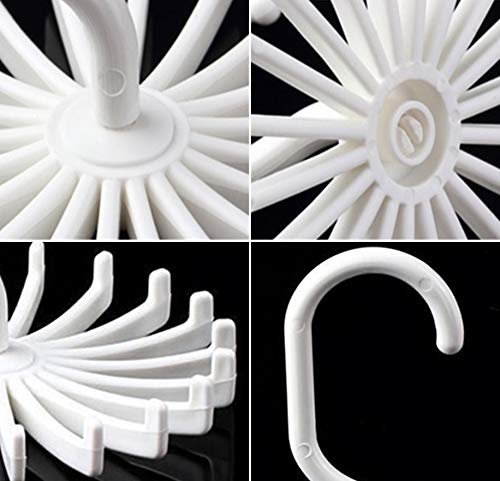 BigOtters 4PCS 5.3 Inches Large Size White 360 Degree Rotating Scarf Hanger Adjustable Twirl Tie Rack Tie Belt, Multipurpose Organizer, Hook Ties Scarf for Closet Storage