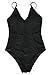 CUPSHE Women’s Free Space Solid High Waisted One-Piece Swimsuit, Black, Large