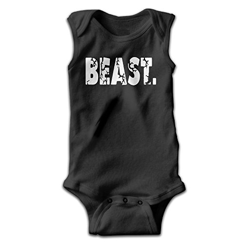 EVPOPC LVMI Beast Letter Unisex Baby Sleeveless Romper Jumpsuit Bodysuit Black