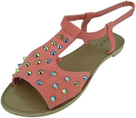 GIOVANI DONNE - Women's Strappy Open Toe Thong Sandal Fashion Shoes - Coral/8