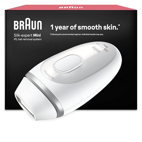 Braun Luz Pulsada Silk·expert Mini Depiladora IPL, Alternativa a Depiladora Laser, Reducción del Vello en Casa, Tamaño Compacto, Fácil, Segura Y Eficiente, Blanca/Plateada, PL1100