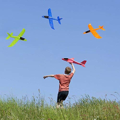 LOFEE Gift for 3 4 5 Year Old Boy-Girl, Throwing Airplane Toy for Boy 6 7 8 Year Old Birthday Present for Boy Age 5 6 7 8-2 Pack Red & Bule - Thumbnail 6