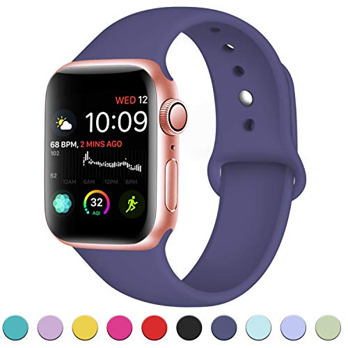 DaQin Compatible with Apple Watch Band 44mm 42mm, Sport Replacement Bands for iWatch Series 4 Series 3/2/1, Blue Gray, S/M