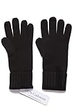 Fishers Finery Women's 100% Pure Luxury Cashmere Gloves with Ribbed Cuff Black