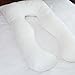 U Shaped Pregnancy Pillow Maternity Body Pillow With Invisible Zipper Removable Cover, 100% Cotton Fabric, White, 56 x 32 Inch